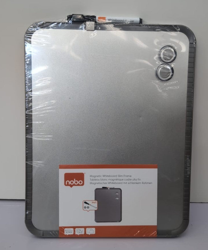 Nobo Mini Magnetic Whiteboard With Slim Silver Frame, Portable QB05442CD