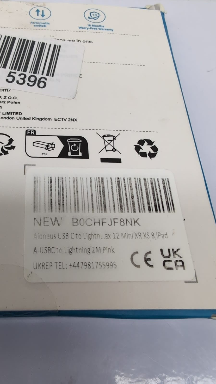 Aioneus USB C to Lightning Cable 2M Apple MFi Certified iPhone Fast Charger pink