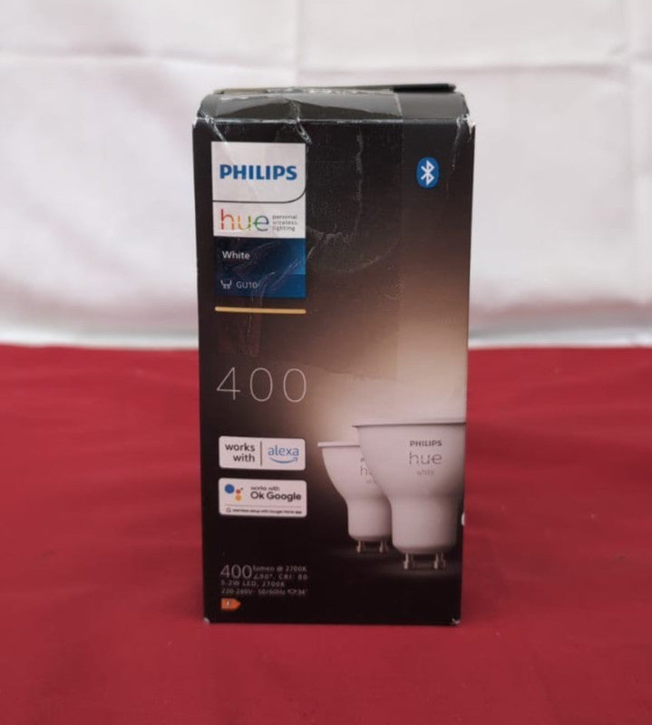 Philips Hue White Smart SpotLight 2Pack LED GU10 Spot w/Bluetooth(box damaged)