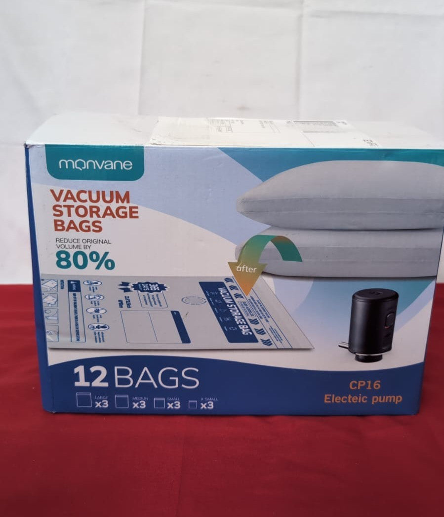 Vacuum Compression Storage Bags for Clothes - 12 Pack Reusable ( box damaged)