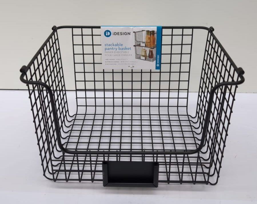 iDesign Large Wire Basket, Metal Stackable Storage Basket (Missing side handles)