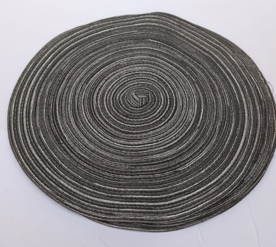 Round Placemats Set of 6  Kitchen Table Mat 38cm diameter (Dark Gray)