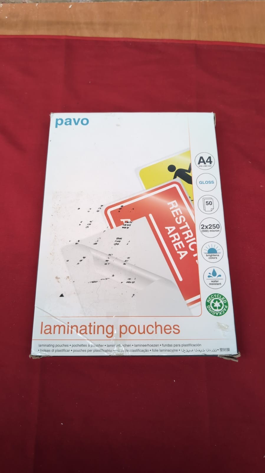 Pavo Laminating Pouches A4 2x250 Micron Glossy Pack of 50(packaging damaged)