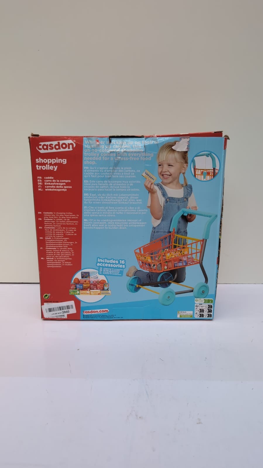 CASDON Shopping Trolley Set with Shopping for Children Colourful (Box damaged)