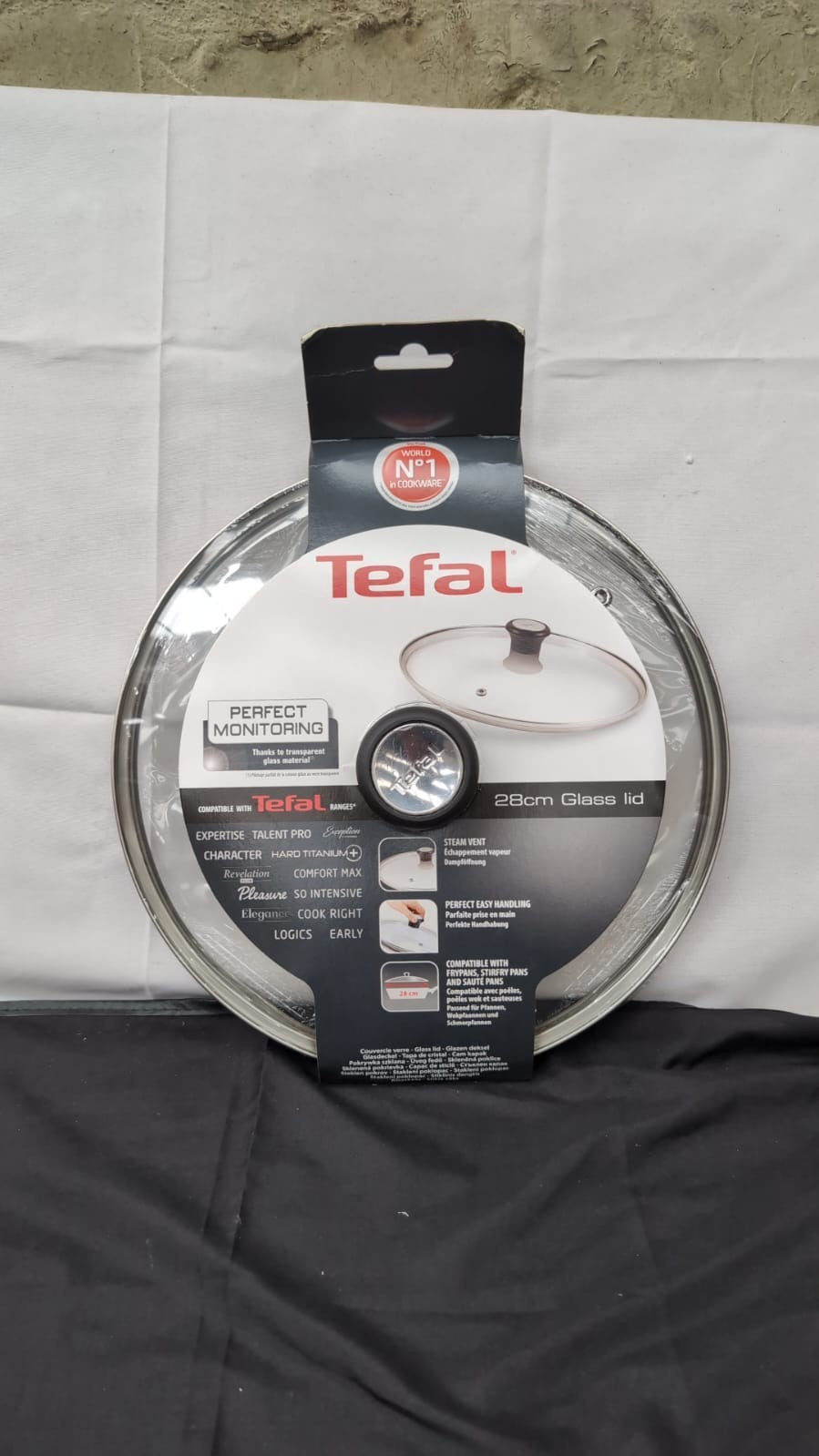 Tefal Compatible Glass Lid, Steam Vent, 28 cm, Transparent