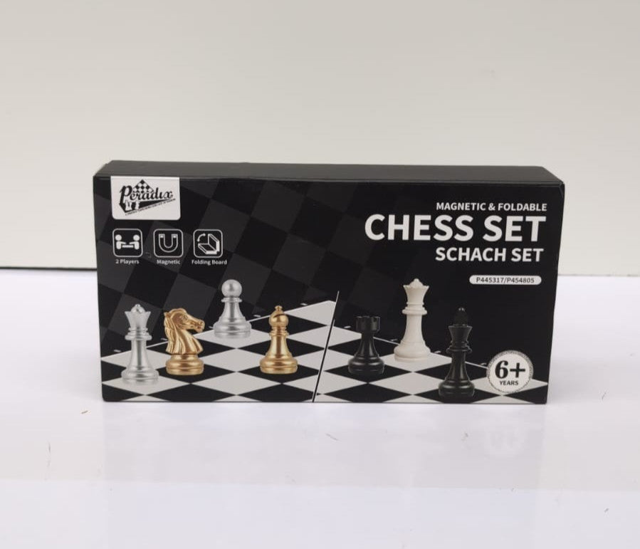 Peradix Chess Board Set Game Travel Magnetic Chess Piece Set w/ Folding Storage