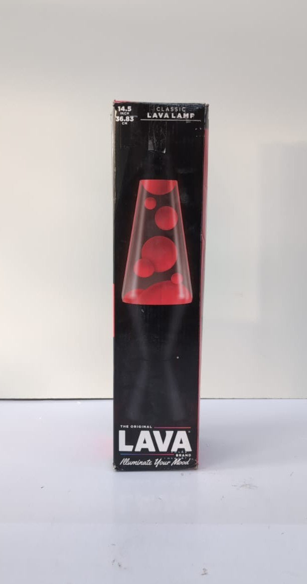 Lava Lamp, Red Wax, Liquid, Black Base Original 14.5"( box damaged/ small dent)