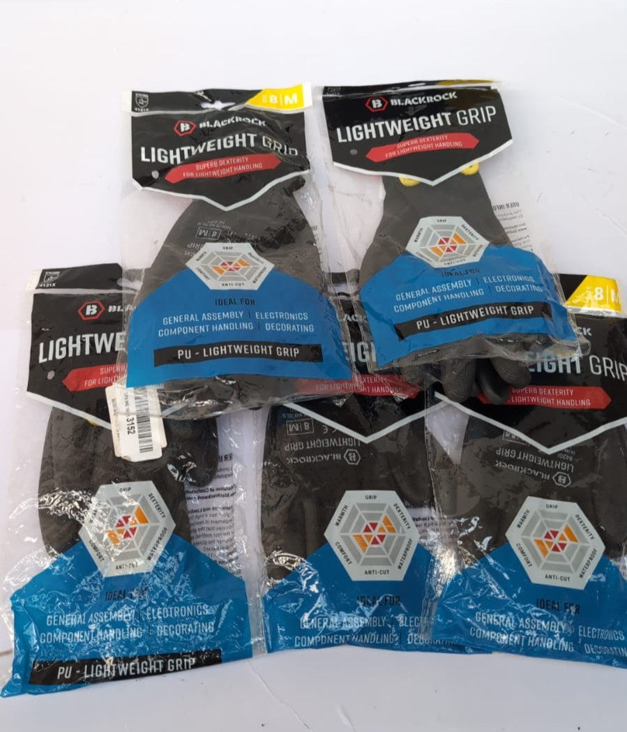 Blackrock PU Work Gloves, Unisex,for Work Grip 8/Medium,5 Pairs