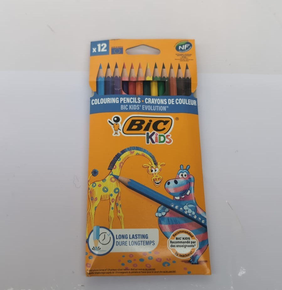 BIC Kids Evolution Coloured Pencils, Vivid Colouring Pencils, 12 Pack