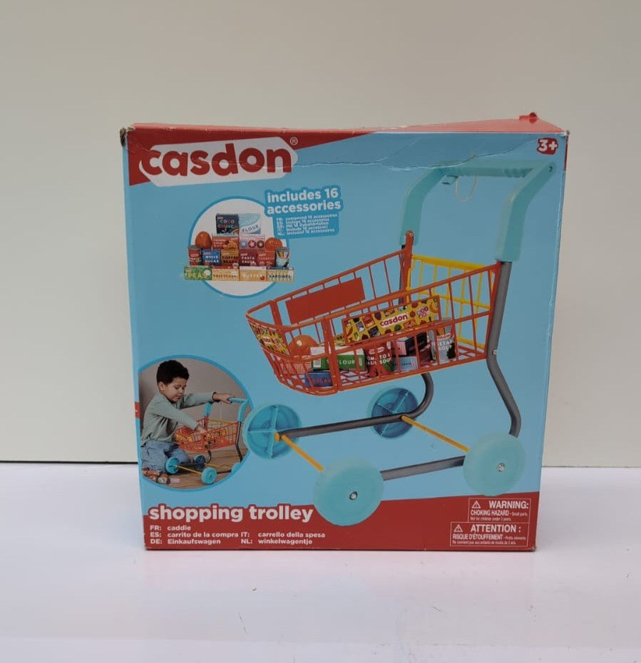 CASDON Shopping Trolley Set with Shopping for Children Colourful (Box damaged)