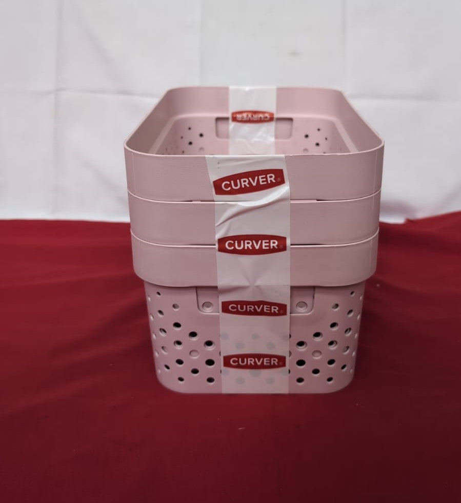 Curver Infinity Dots Set of 3,Small Storage Baskets,Pink