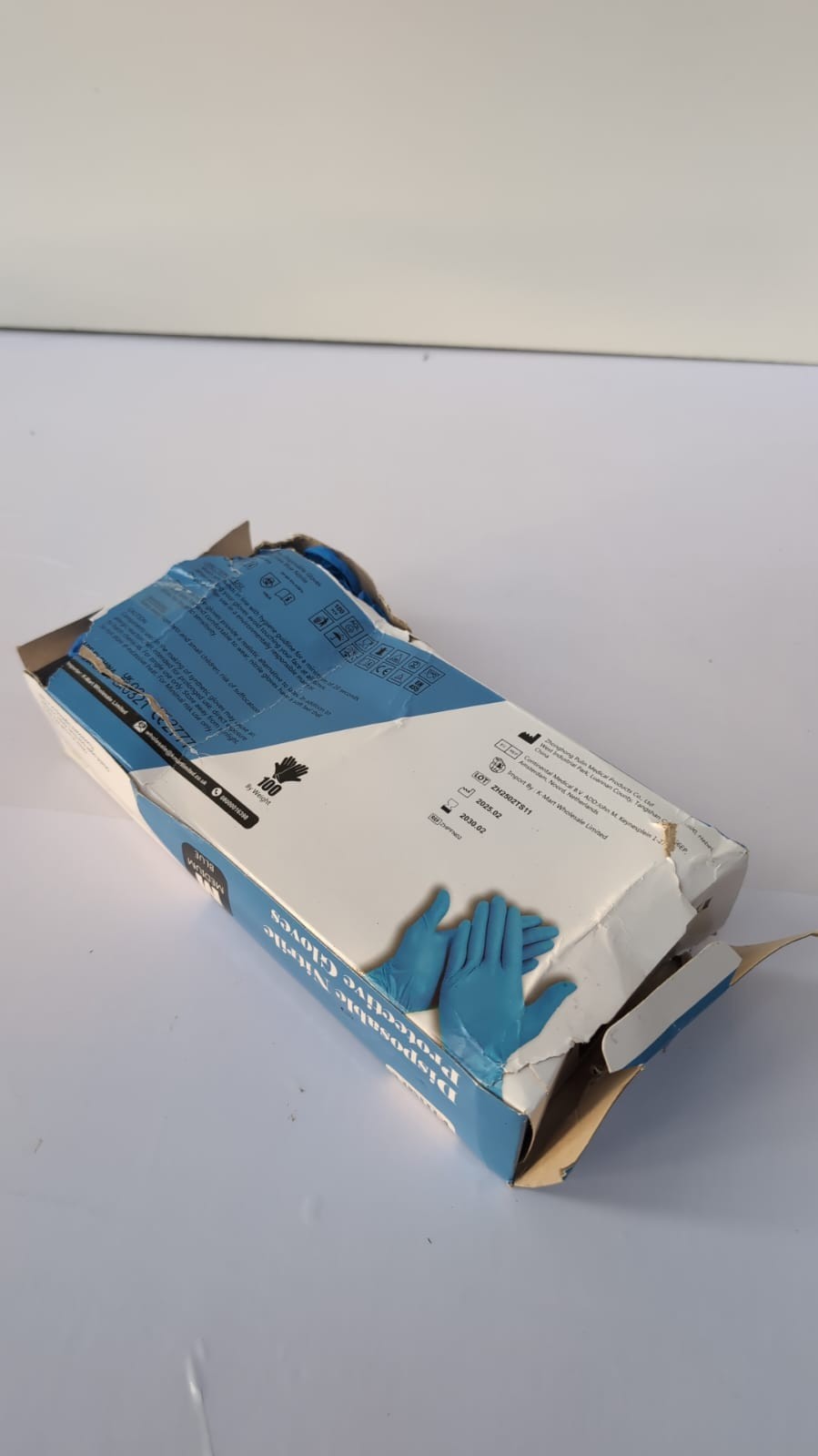 K-MART Disposable Gloves, Blue Nitrile Gloves M 100 (BOX DAMAGED)