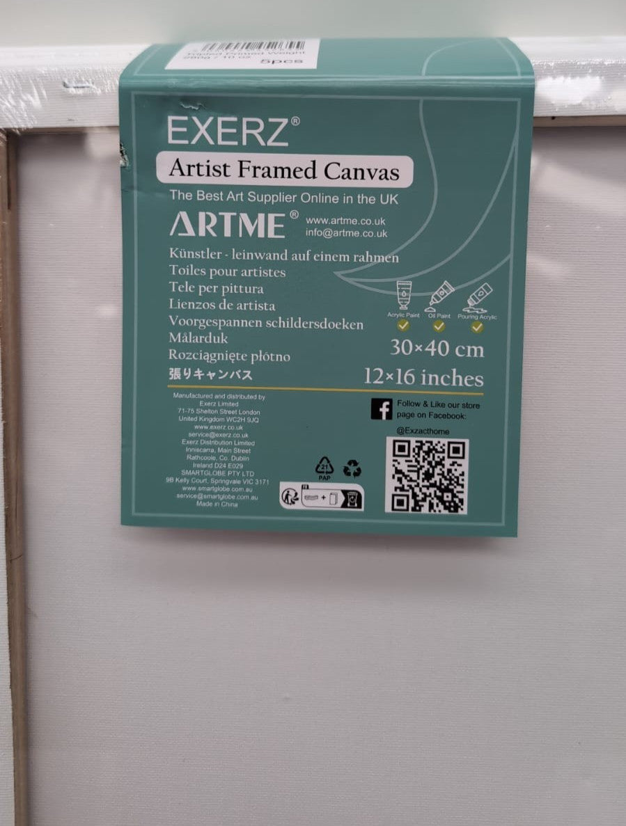 Exerz 30x40cm Pre-Stretched Canvas (4pack)
