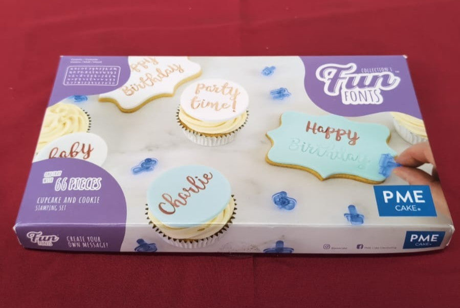 PME Fun Fonts Cupcake & Cookie Stamping Set of 66, blue