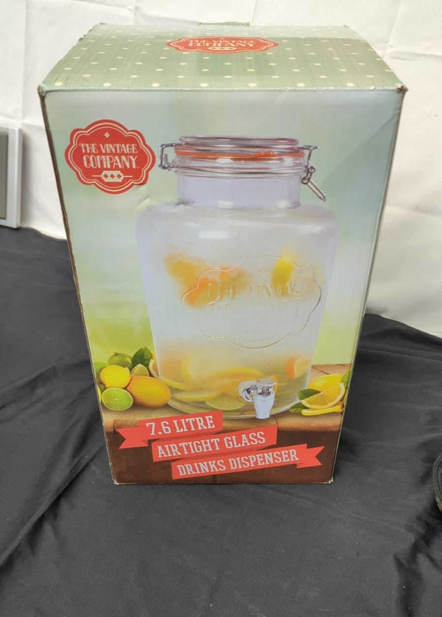 The Vintage Company7.6LJumbo Glass Drinks Dispenser (BOX DAMAGED)