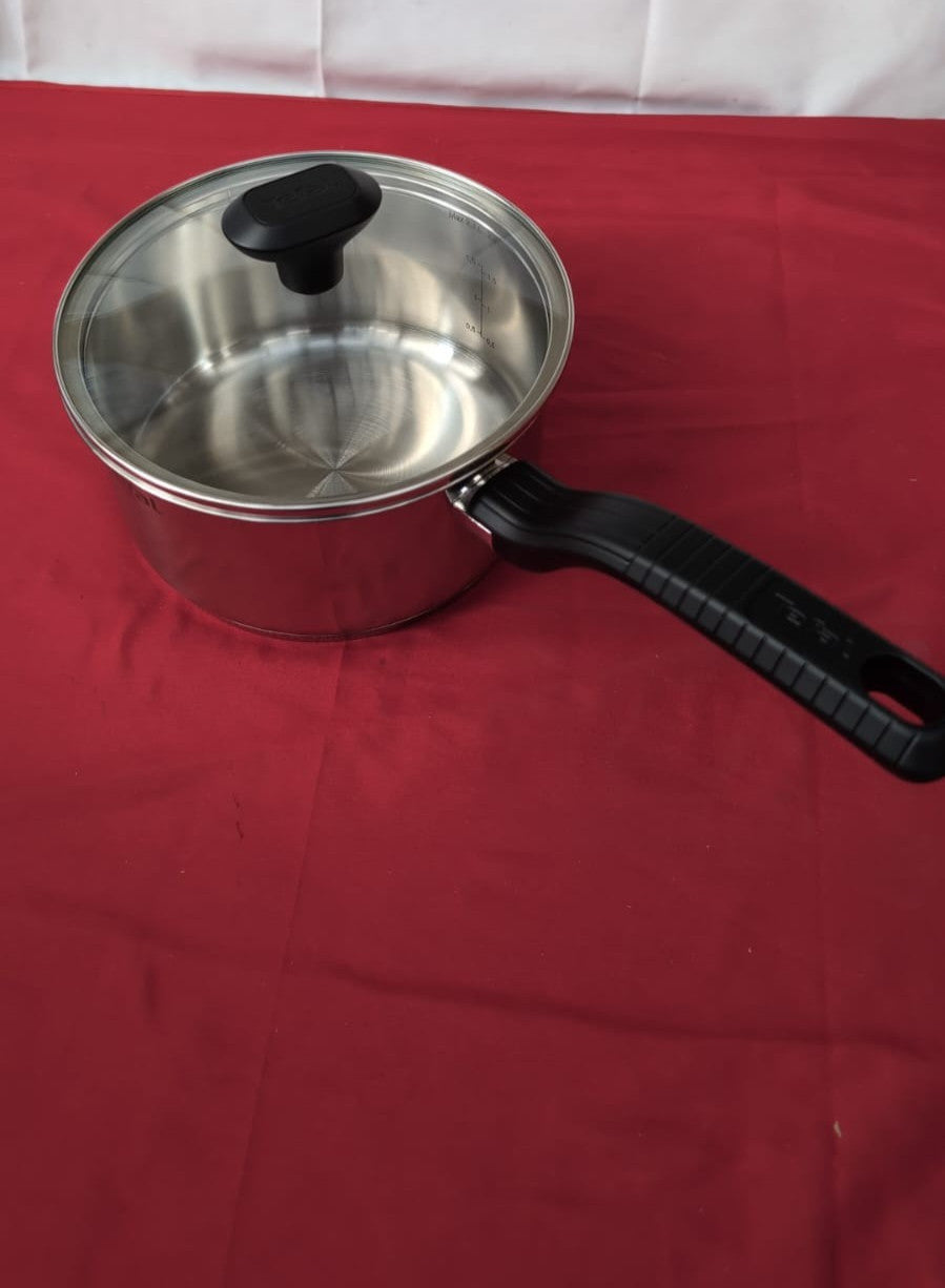 Tefal 19cm Stainless Steel Saucepan with Glass Lid, Durable(no packaging )