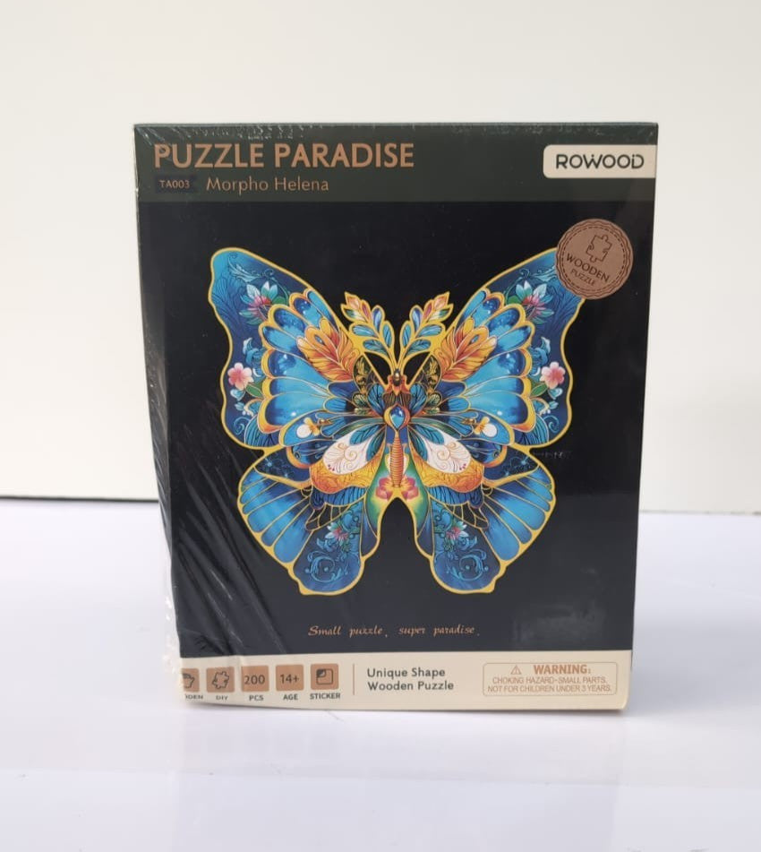 ROBOTIME Wooden Jigsaw Puzzles-Morpho Helena, 200pcs Wood Puzzle (box damaged)