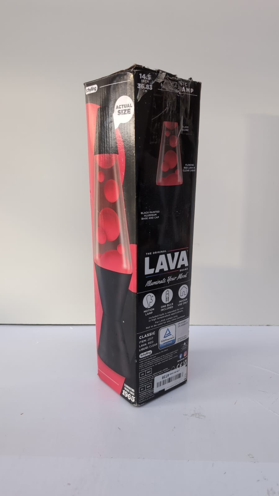Lava Lamp, Red Wax, Liquid, Black Base Original 14.5"( box damaged/ small dent)