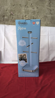 Swan SWKA1030BLN Retro Mug Tree, 41.8cm, Blue