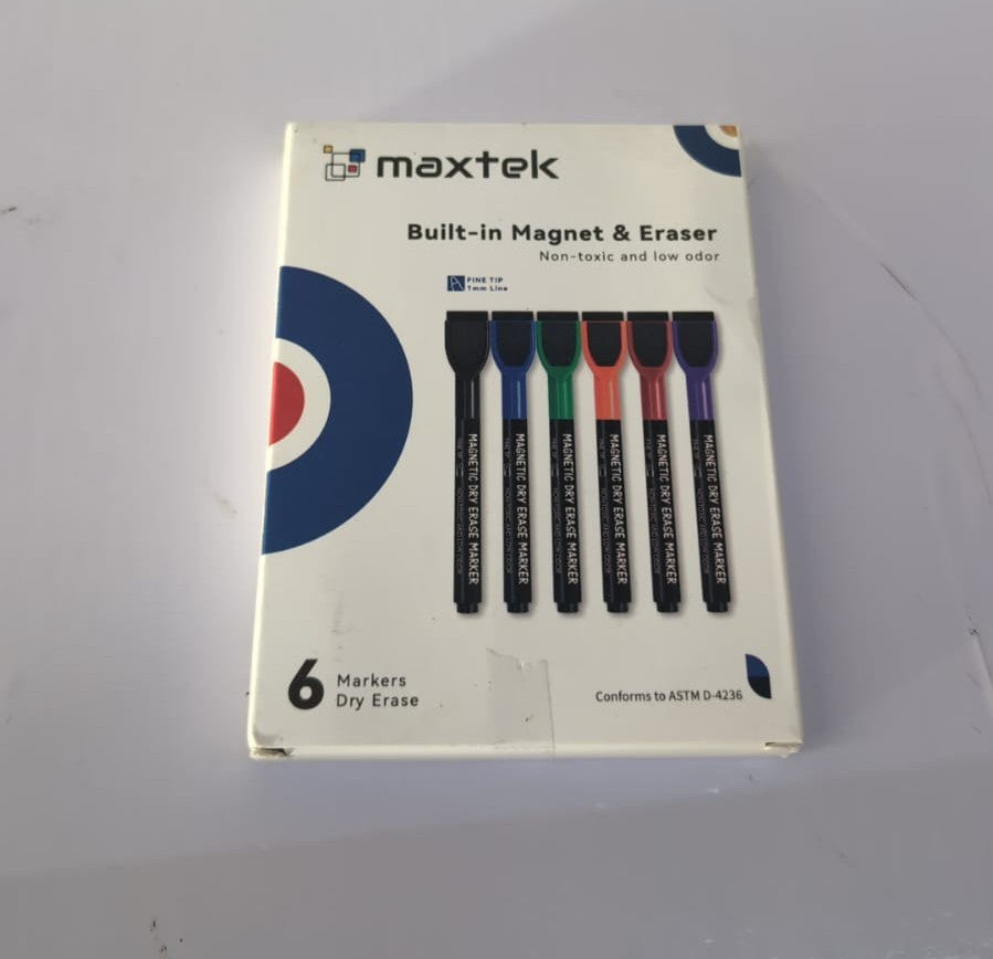 maxtek Magnetic Whiteboard Pens Markers, 6 Colours Fine Tip White Board Markers