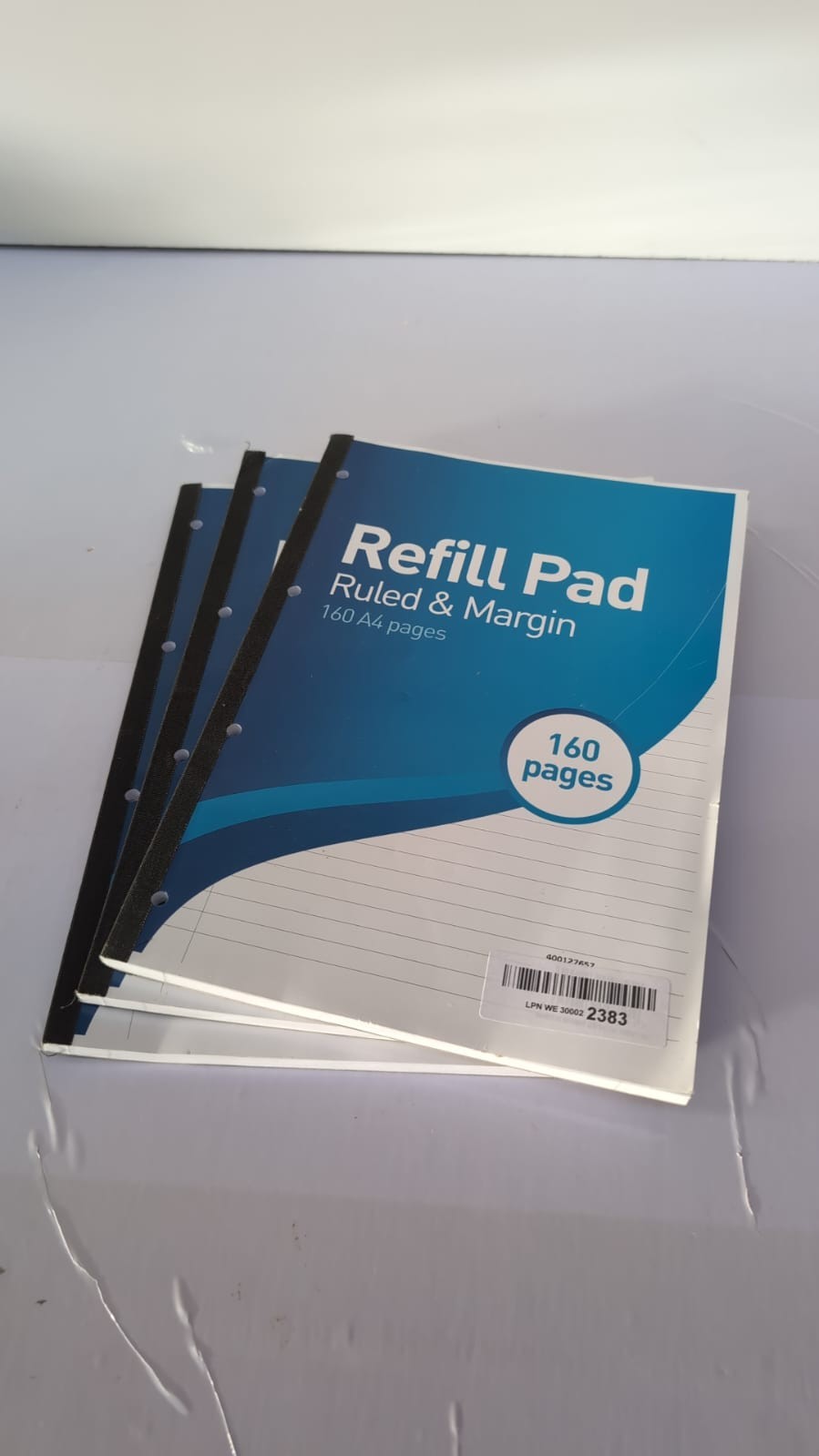 A4 Lined Paper, Refill Pad, 8 mm Ruled and Margin, 160 Page, Pack of 3