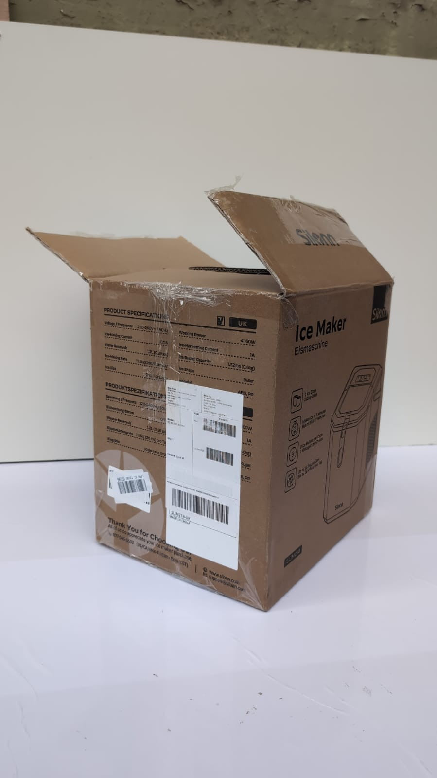 Silonn Ice Maker Countertop,Portable Ice Machine with Carry Handle( box damaged)