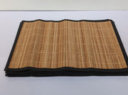 Bamboo Slats Placemat with Fabric Border  Solid Colour Print, 45 x 30cmPack of8