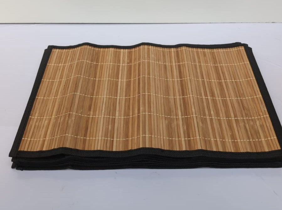 Bamboo Slats Placemat with Fabric Border  Solid Colour Print, 45 x 30cmPack of8