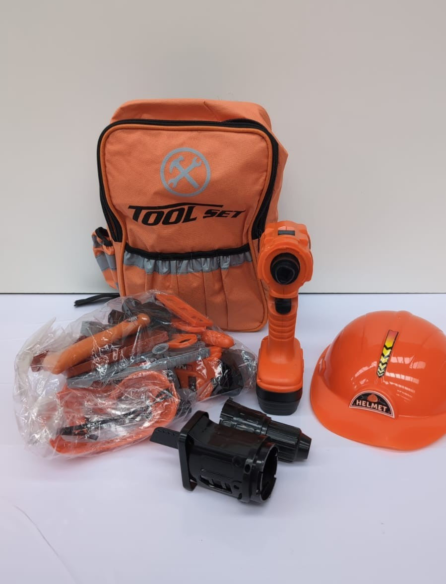 Tool Set with Backpack,Construction Tools with Electric Toy Drill,(Used)