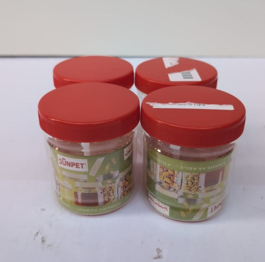 Sunpet 250ml Small Plastic Food Storage Canisters, Red (Pack of 4)