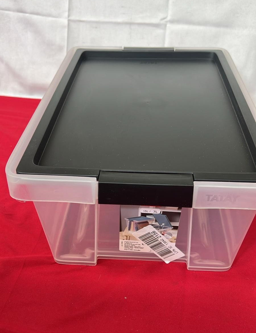 TATAY Storage Box with Lid, 7L Capacity, with Handles, Lid,  Black