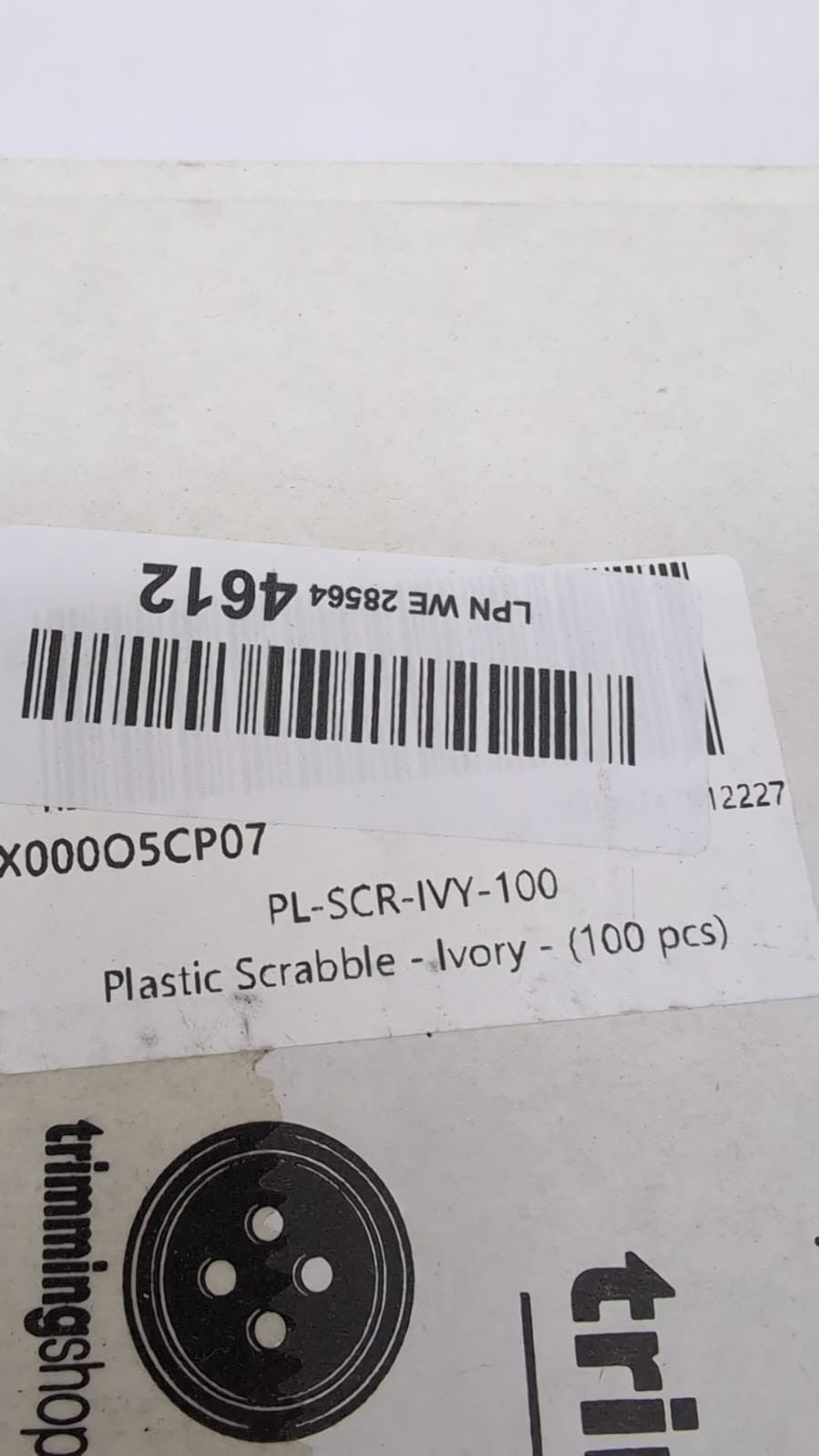 Trimming Shop Ivory Plastic Tiles with Black Letters & Numbers 100PCS