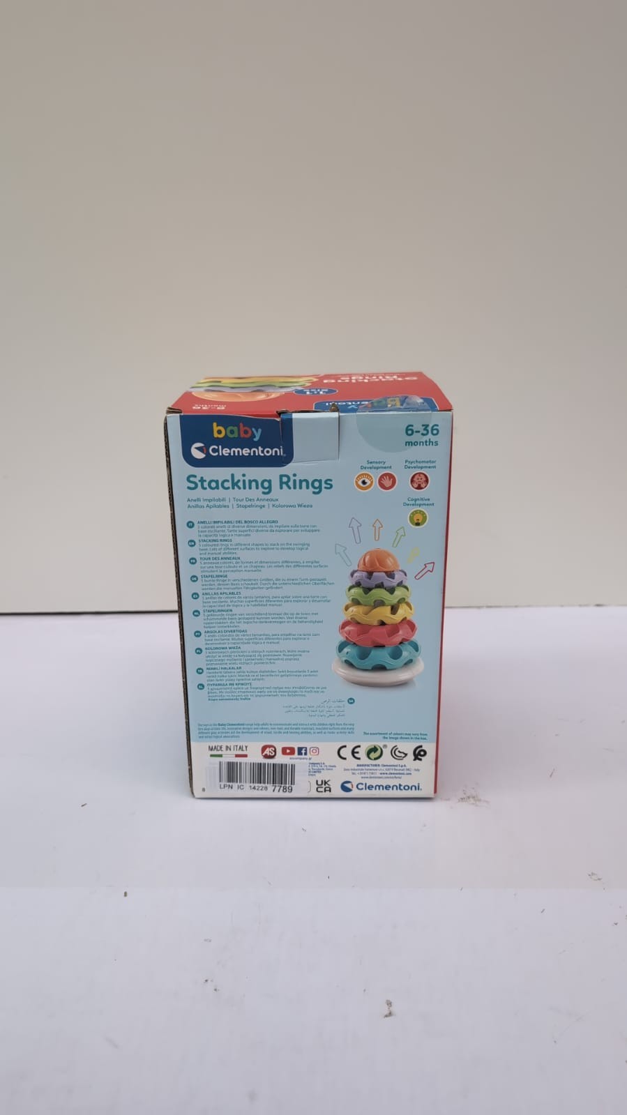 Clementoni Stacking Rings Baby Toy 5 Colourful Rings (BOX DAMAGED)