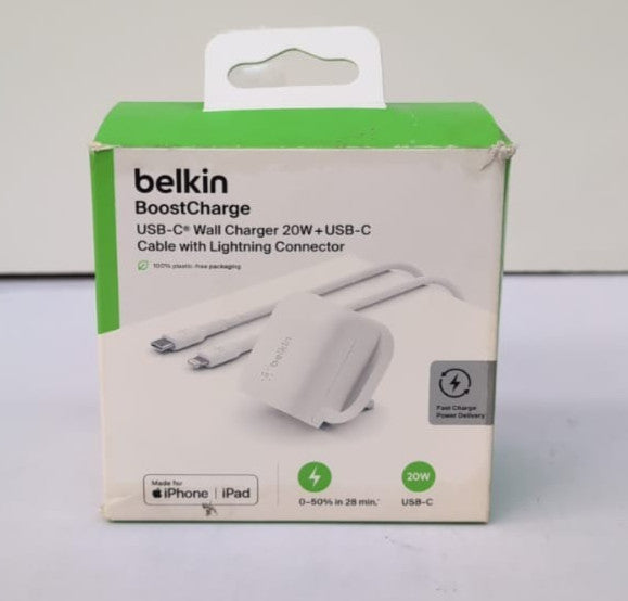 Belkin BoostCharge 20W Cubic Wall Charger, USB-C to iPhone (Packaging Opened)