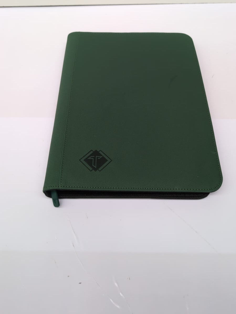 9 Pocket Premium Binder with Zipper side loading pockets,Green(small scuff)