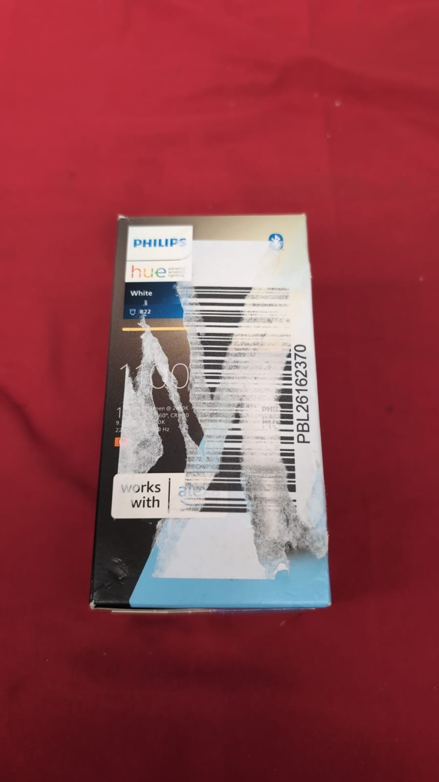 Philips Hue White Single Smart Bulb LED B22 75W, Works with Alexa,(Box damaged)