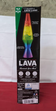 Lava Lamp Rainbow 2179, Hand Painted Tri-color Globe, White Wax, Clear Liquid