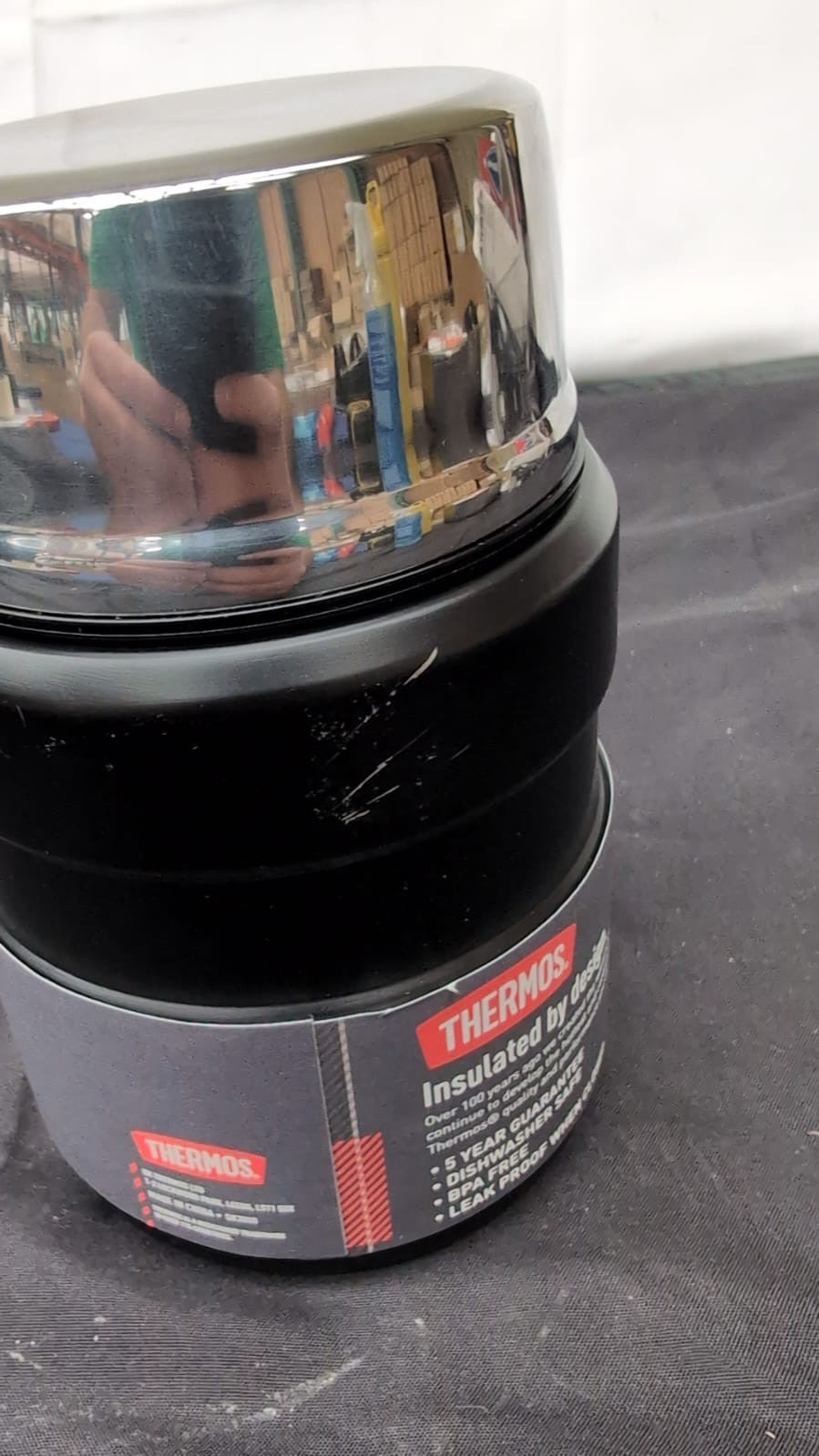 Thermos Stainless King Food Flask, 470ml Sleek ,Black( warehouse damage)