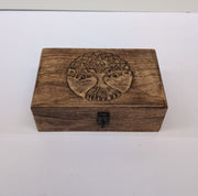 Handmade Mango Wood Tree of Life Engraving Beautifully Keepsake Box Jewellery