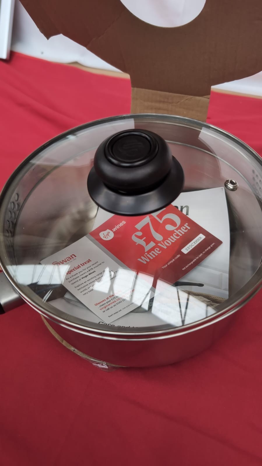 Swan  Townhouse 20cm Stainless Steel Saucepan with Glass Lid(packaging damaged)