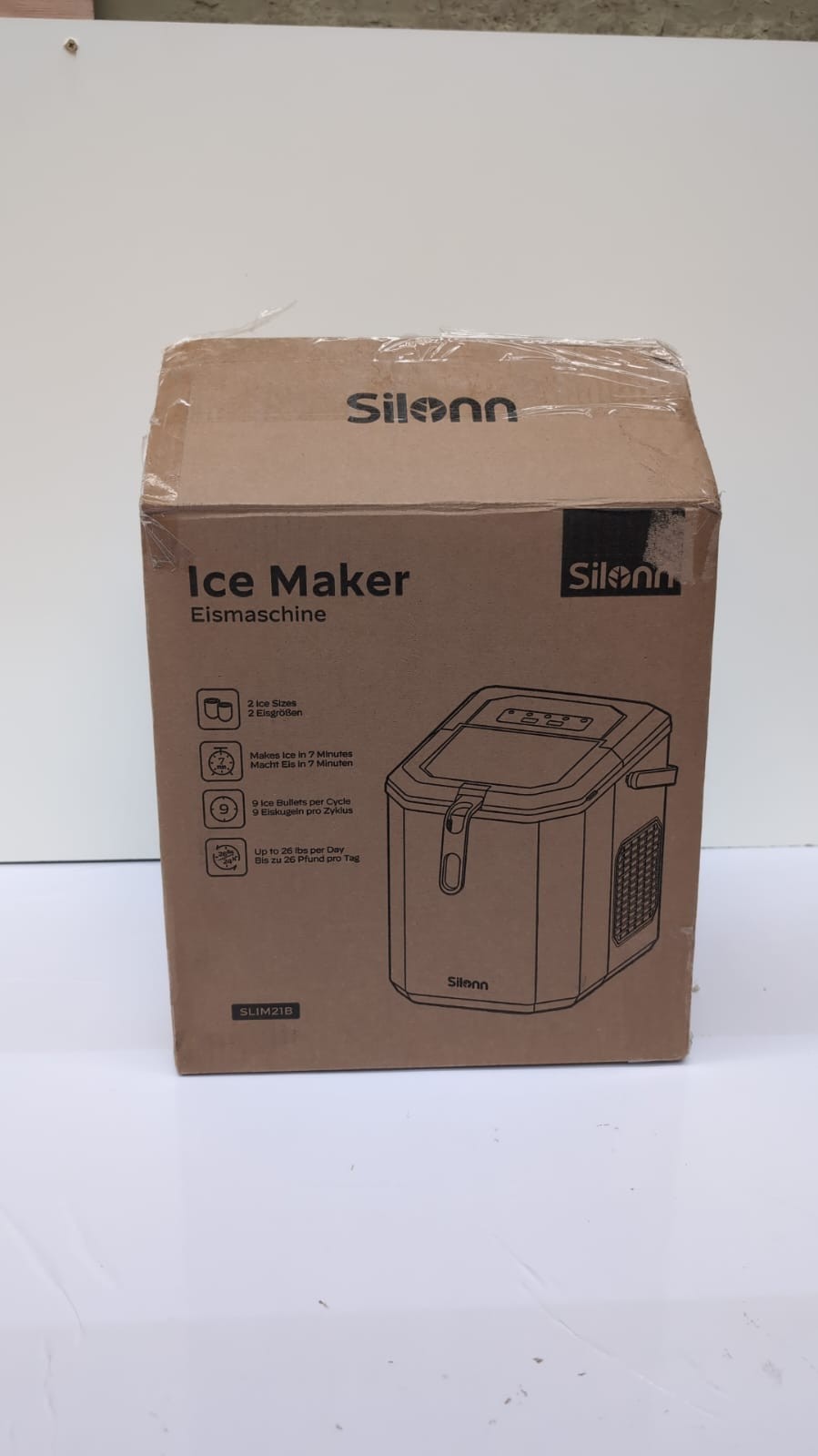 Silonn Ice Maker Countertop,Portable Ice Machine with Carry Handle( box damaged)