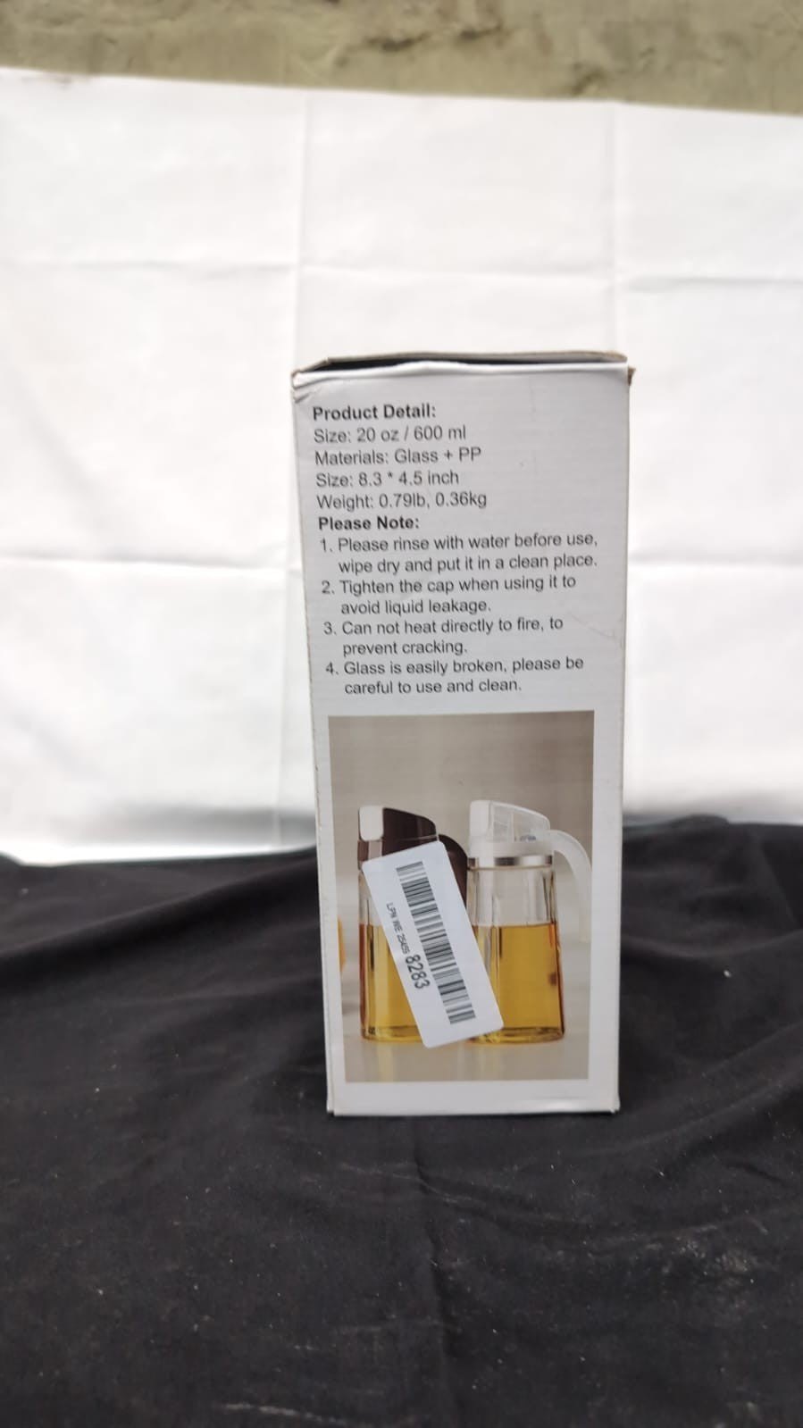 Oil Dispenser, Cooking Olive Oil Glass Bottle, 22OZ White Auto Flip (BOXDAMAGED)