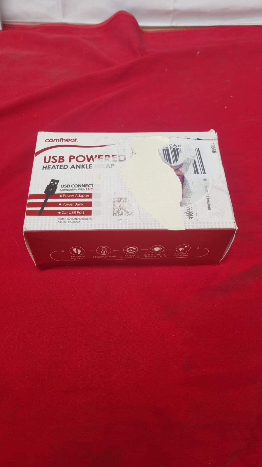 comfheat Heated Ankle Wrap Brace for Arthritis Pain Relief, USB (box damaged)