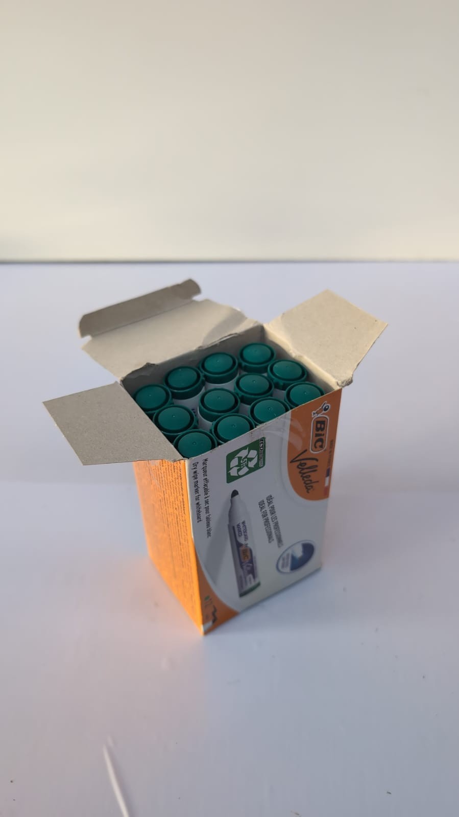 Bic Velleda Ecolutions Whiteboard Pens, Green Box of 12 (box damaged)