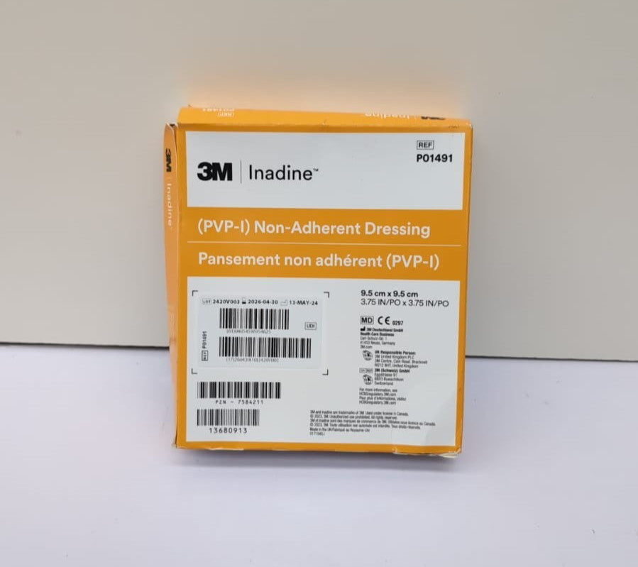 Inadine  PVP-I Non-Adherent Dressing Drug, 9.5 cm x 9.5 cm 10Pack(pack damaged)
