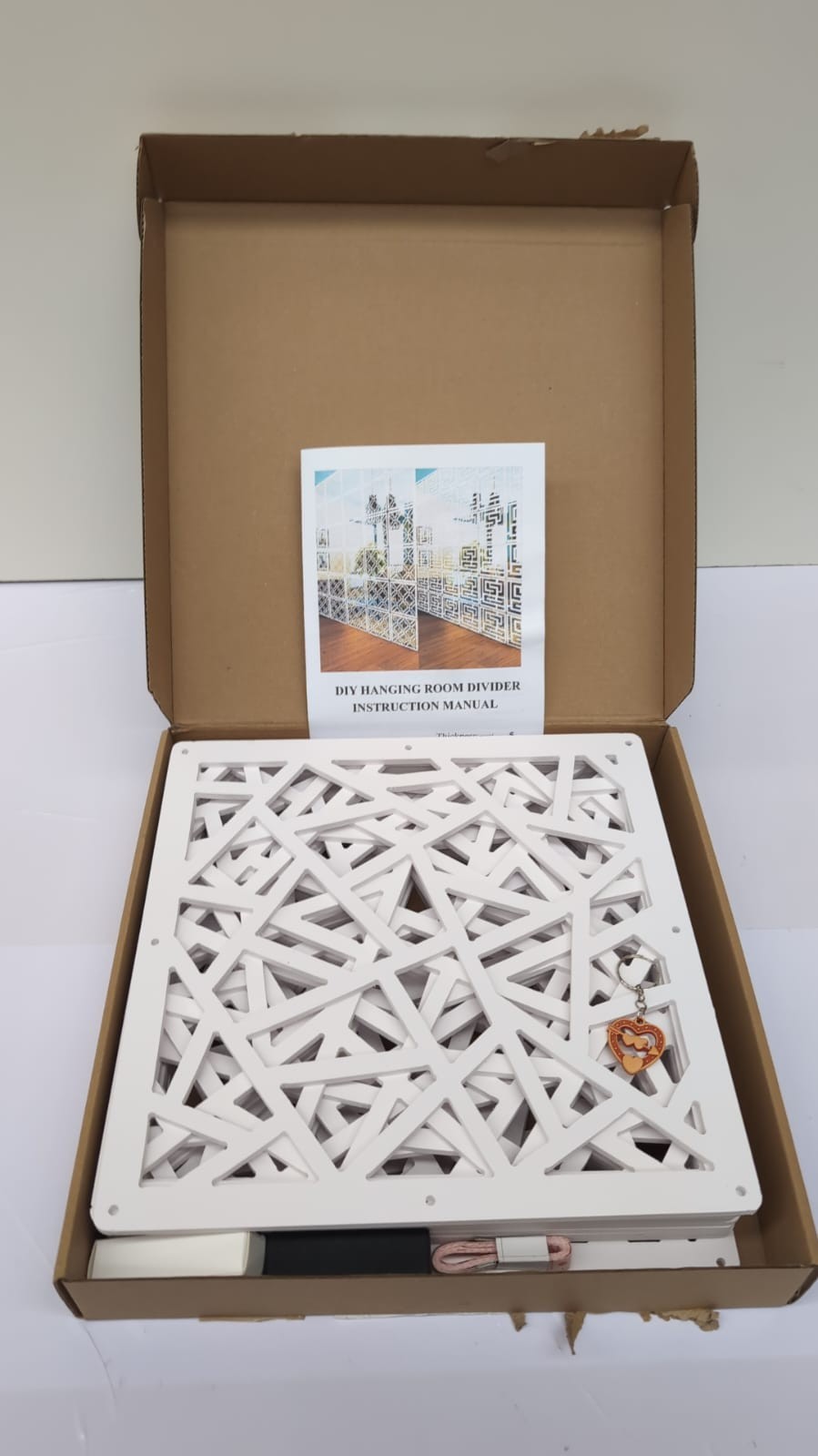 Hanging Room Divider,10 Pieces Wood-Plastic Hanging Panels ,white
