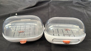 2 Pack Rectangular Plastic Soap Dish with Lid, Shower Soap Dish with Drain