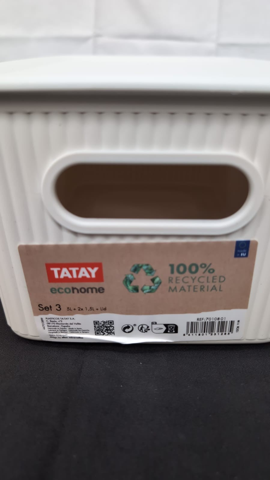 TATAY 7010901 Multipurpose Organizer Basket Set with Lid, 3X White, Medium