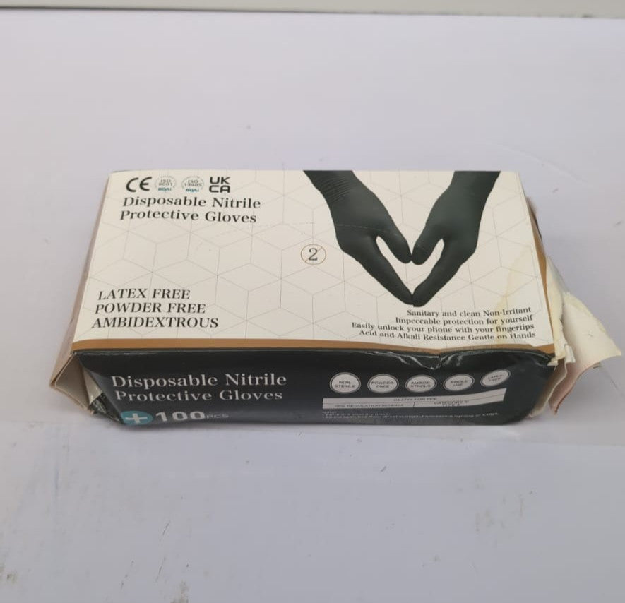 Black Nitrile Disposable Gloves  Latex & Powder Free, L-100PCS (box damaged)