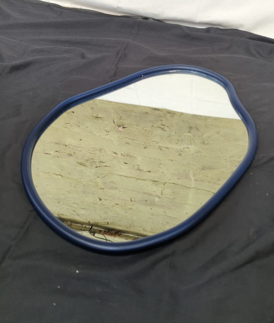 Asymmetrical Accent Mirror for Wall Irregular Wood Frame ,BLUE(Box damaged)